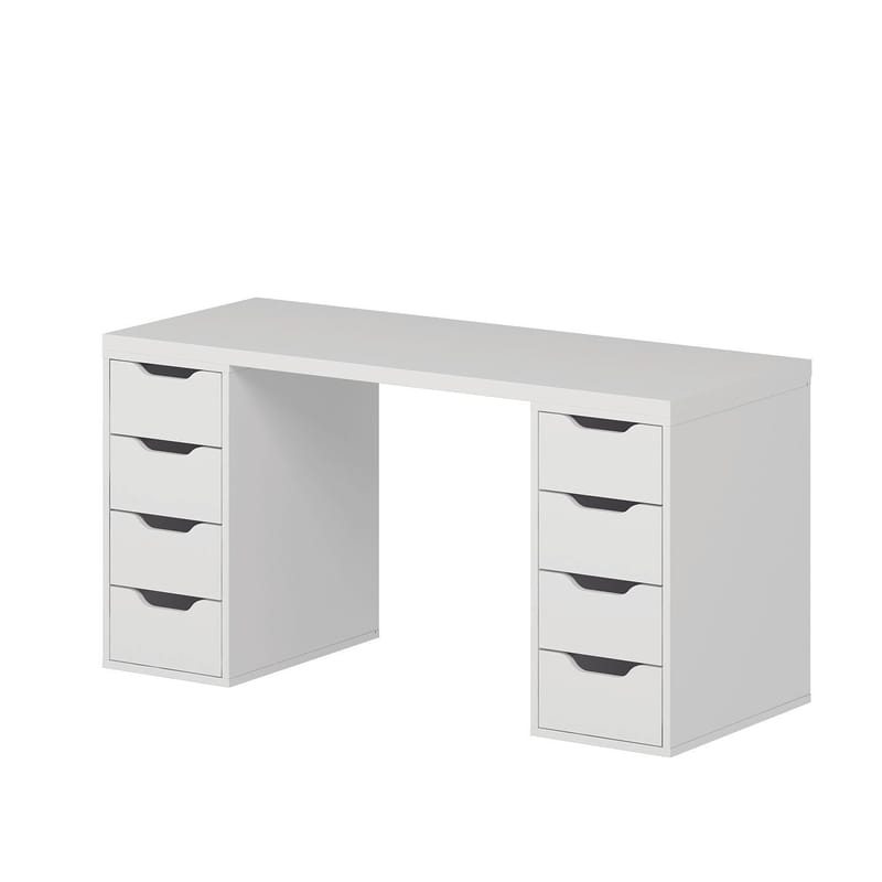 Skrivebord Kalune Design Alen 150 cm (150 x 75 x 60 cm) Hvid 8 skuffer - Hvid - Møbler - Borde - Kontorbord - Skrivebord