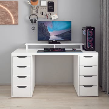 Skrivebord Kalune Design Alen 150 cm (150 x 75 x 60 cm) Hvid 8 skuffer - Hvid - Møbler - Borde - Kontorbord - Skrivebord