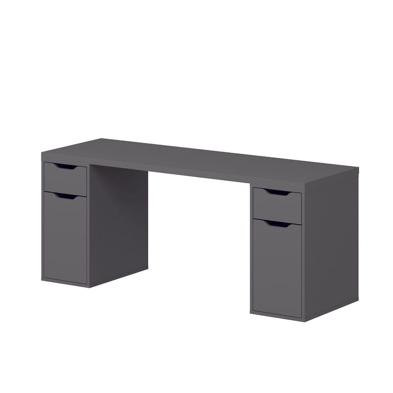 Skrivebord Kalune Design Alen 180 cm (180 x 75 x 60 cm) Antracit 2 skuffer, 2 skabe - Antracit - Møbler - Borde - Kontorbord - Skrivebord