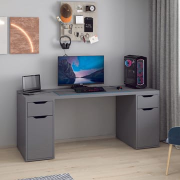 Skrivebord Kalune Design Alen 180 cm (180 x 75 x 60 cm) Antracit 2 skuffer, 2 skabe - Antracit - Møbler - Borde - Kontorbord - Skrivebord