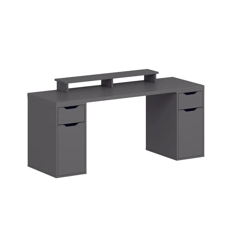 Skrivebord Kalune Design Alen 180 cm (180 x 75 x 60 cm) Antracit 2 skuffer, 2 skabe, Antracit