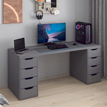 Skrivebord Kalune Design Alen 180 cm (180 x 75 x 60 cm) Antracit 8 skuffer - Antracit - Møbler - Borde - Kontorbord - Skrivebord