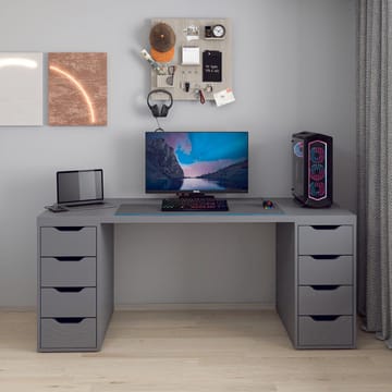 Skrivebord Kalune Design Alen 180 cm (180 x 75 x 60 cm) Antracit 8 skuffer - Antracit - Møbler - Borde - Kontorbord - Skrivebord