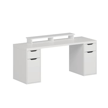 Skrivebord Kalune Design Alen 180 cm (180 x 75 x 60 cm) Hvid 2 skuffer, 2 skabe - Hvid - Møbler - Borde - Kontorbord - Skrivebord
