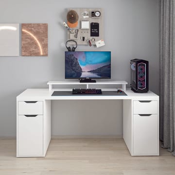 Skrivebord Kalune Design Alen 180 cm (180 x 75 x 60 cm) Hvid 2 skuffer, 2 skabe - Hvid - Møbler - Borde - Kontorbord - Skrivebord
