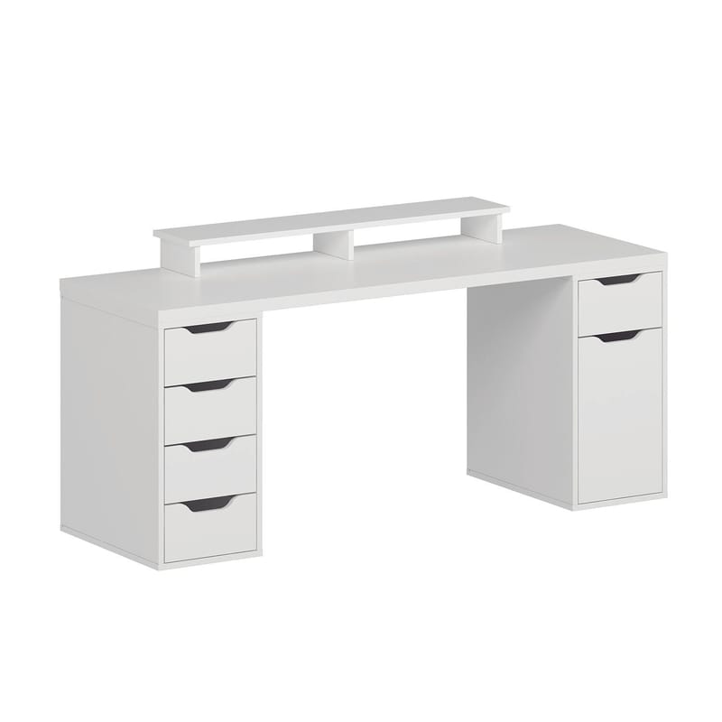 Skrivebord Kalune Design Alen 180 cm (180 x 75 x 60 cm) Hvid 5 skabe - Hvid - Møbler - Borde - Kontorbord - Skrivebord