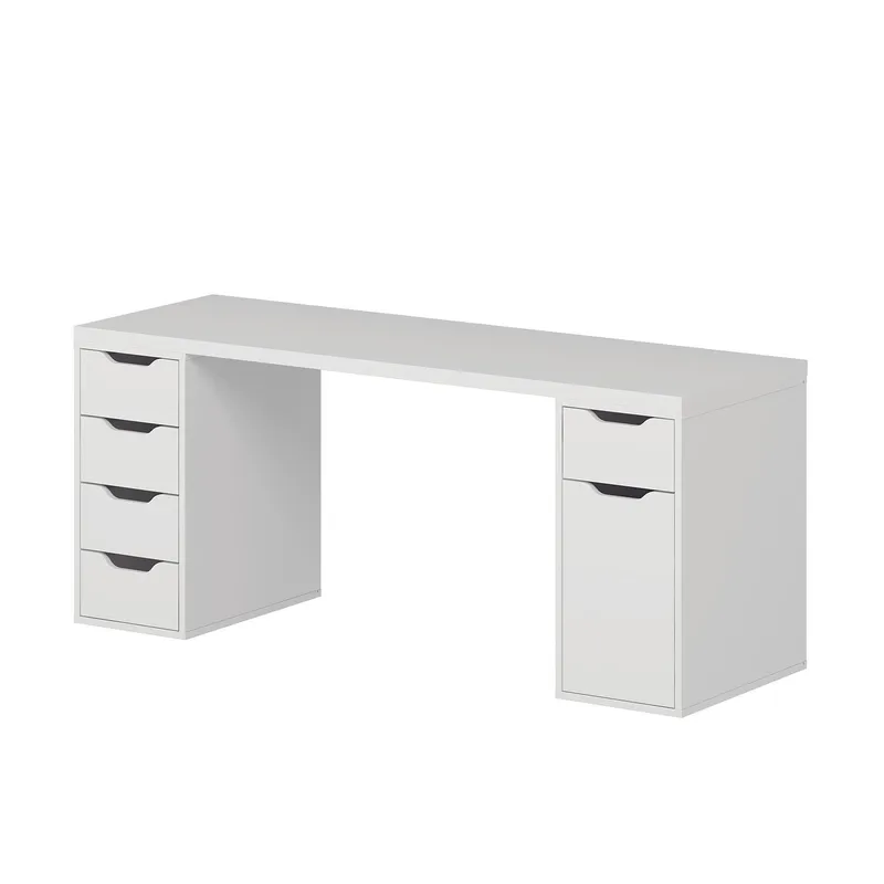 Skrivebord Kalune Design Alen 180 cm (180 x 75 x 60 cm) Hvid 5 skabe, Hvid