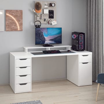 Skrivebord Kalune Design Alen 180 cm (180 x 75 x 60 cm) Hvid 5 skabe - Hvid - Møbler - Borde - Kontorbord - Skrivebord
