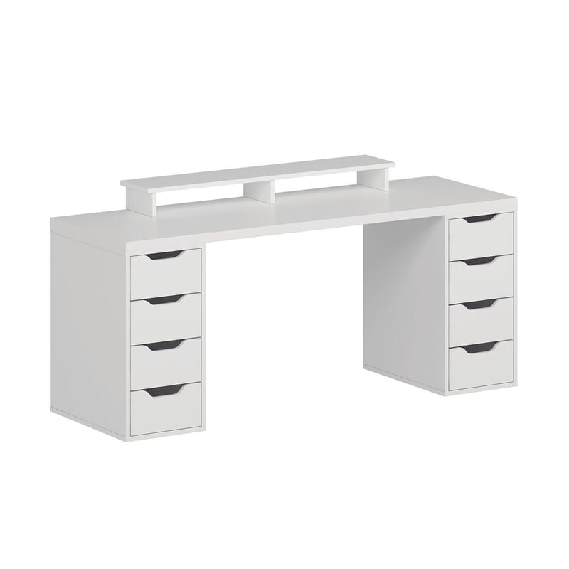 Skrivebord Kalune Design Alen 180 cm (180 x 75 x 60 cm) Hvid 8 skuffer - Hvid - Møbler - Borde - Kontorbord - Skrivebord