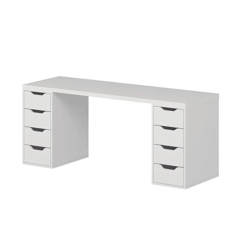 Skrivebord Kalune Design Alen 180 cm (180 x 75 x 60 cm) Hvid 8 skuffer, Hvid
