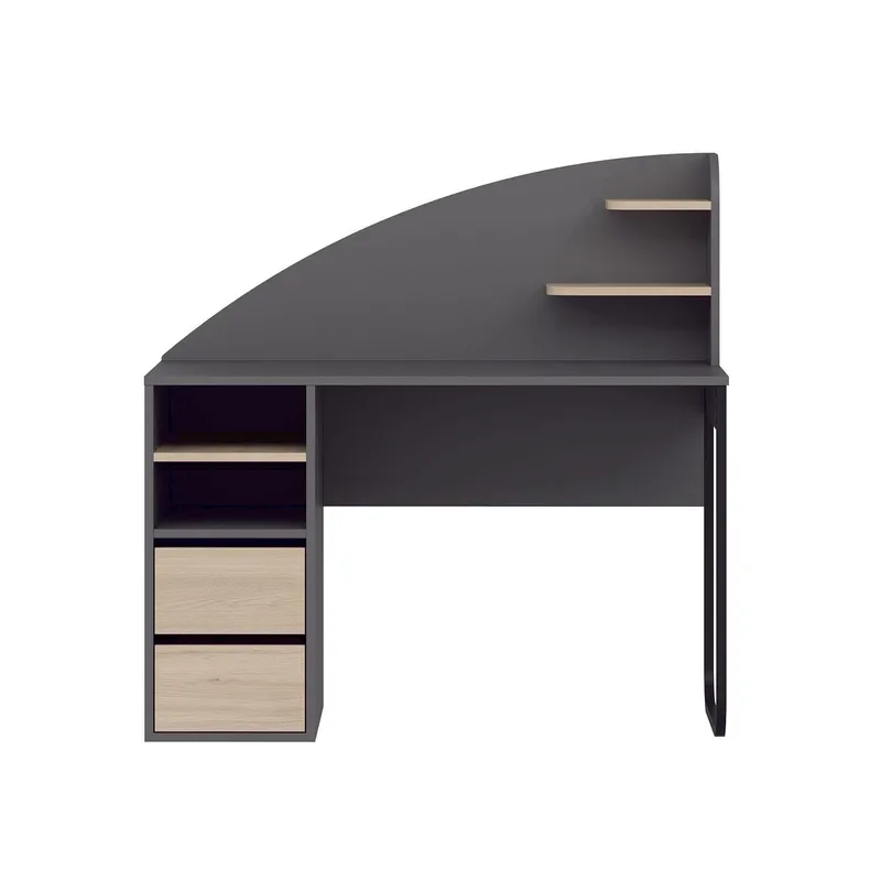 Skrivebord Kalune Design Mirel (120 x 120 x 60 cm) Antracit valnød, Antracit og valnød