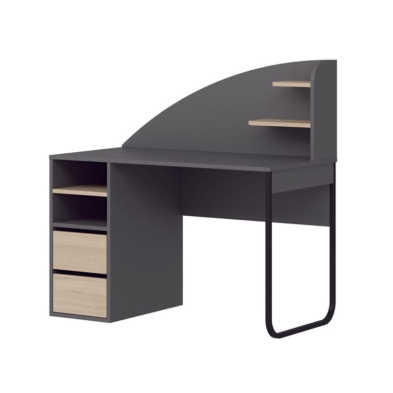 Skrivebord Kalune Design Mirel (120 x 120 x 60 cm) Antracit valnød - Antracit/Valnød - Møbler - Borde - Kontorbord - Skrivebord