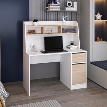 Skrivebord Kalune Design Orina (120 x 135 x 60 cm) Hvid valnød - Hvid og valnød - Møbler - Borde - Kontorbord - Skrivebord