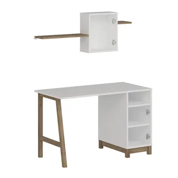 Skrivebord Kalune Design Venaro (120 x 75 x 60 cm) Hvid Valnød - Hvid og valnød - Møbler - Borde - Kontorbord - Skrivebord