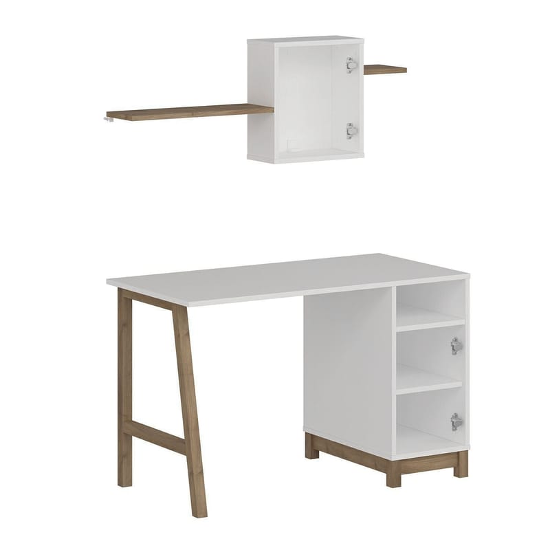 Skrivebord Kalune Design Venaro (120 x 75 x 60 cm) Hvid Valnød - Hvid og valnød - Møbler - Borde - Kontorbord - Skrivebord