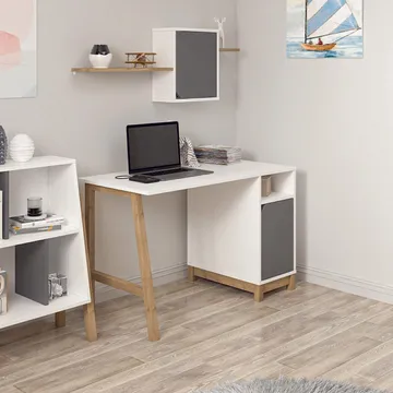 Skrivebord Kalune Design Venaro (120 x 75 x 60 cm) Hvid Valnød - Hvid og valnød - Møbler - Borde - Kontorbord - Skrivebord