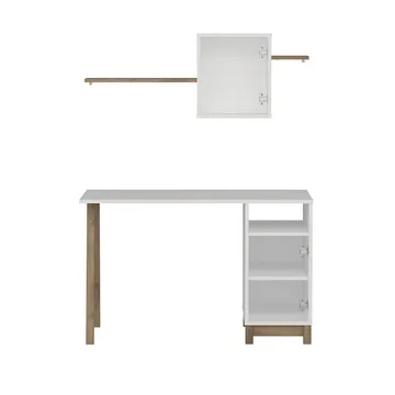Skrivebord Kalune Design Venaro (120 x 75 x 60 cm) Hvid Valnød - Hvid og valnød - Møbler - Borde - Kontorbord - Skrivebord