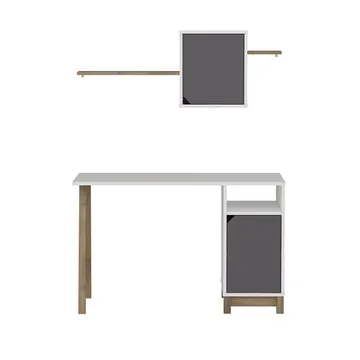 Skrivebord Kalune Design Venaro (120 x 75 x 60 cm) Hvid Valnød - Hvid og valnød - Møbler - Borde - Kontorbord - Skrivebord