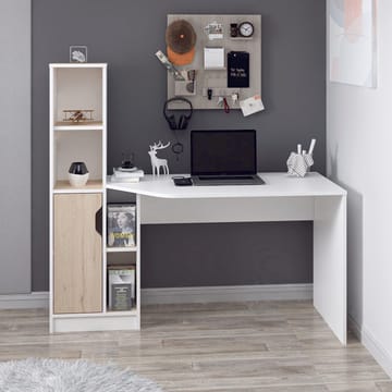 Skrivebord Kalune Design Viora (150 x 140 x 60 cm) Hvid valnød - Hvid og valnød - Møbler - Borde - Kontorbord - Skrivebord