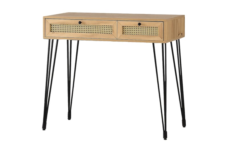 Karosta Skrivebord 105 cm med Opbevaring 2 Skuffer - Natur/Sort - Møbler - Borde - Kontorbord - Skrivebord