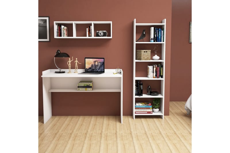 Kazeck Kontormøbelsæt 118 cm - Hvid - Møbler - Borde - Kontorbord - Skrivebord