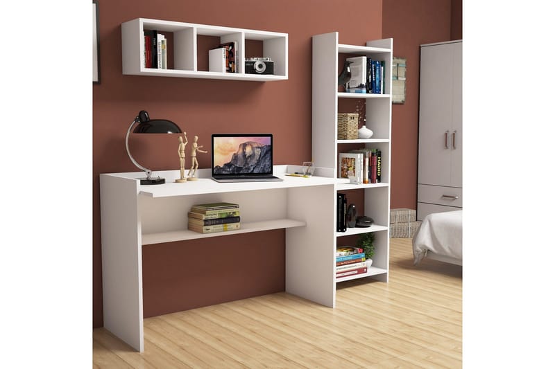 Kazeck Kontormøbelsæt 118 cm - Hvid - Møbler - Borde - Kontorbord - Skrivebord