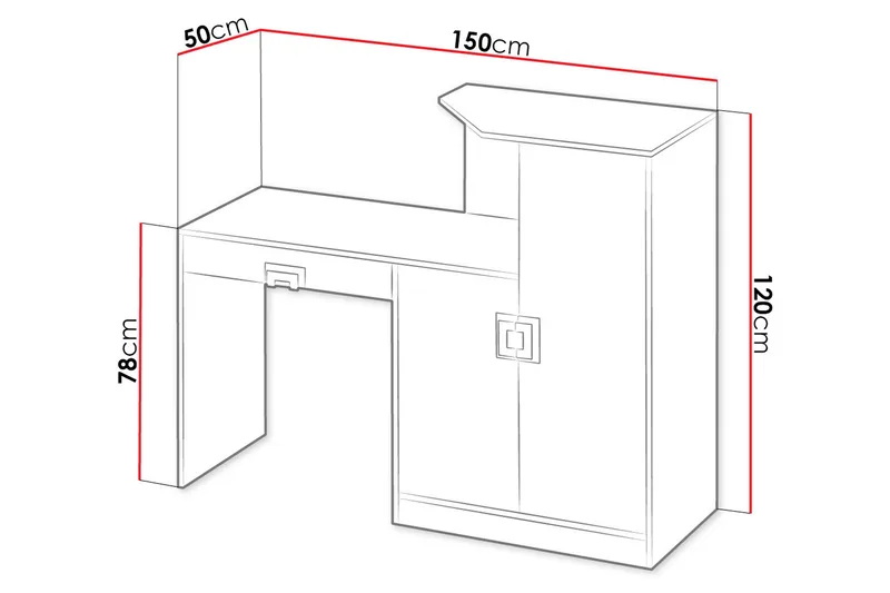 Klacksberg Skrivebord 150 cm med Opbevaring Skuffe + Skab - Beige/Hvid - Møbler - Borde - Kontorbord - Skrivebord