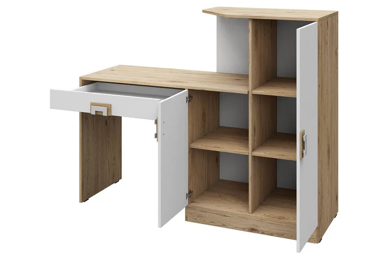 Klacksberg Skrivebord 150 cm med Opbevaring Skuffe + Skab - Beige/Hvid - Møbler - Borde - Kontorbord - Skrivebord