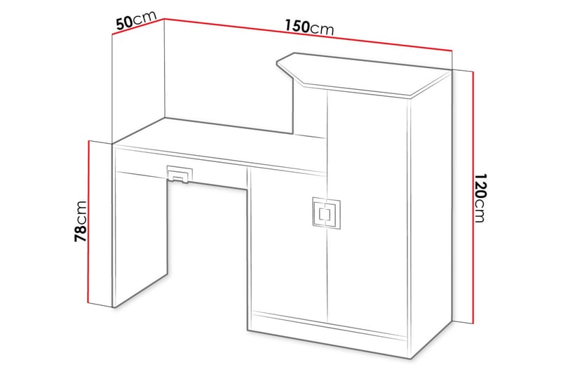 Klacksberg Skrivebord 150 cm med Opbevaring Skuffe + Skab - Beige/Hvid - Skrivebord