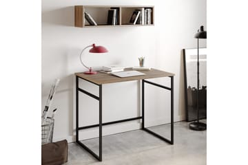 Klingbo Skrivebord 90 cm med Opbevaring Væghylde - Brun/Sort - Møbler - Borde - Kontorbord - Skrivebord