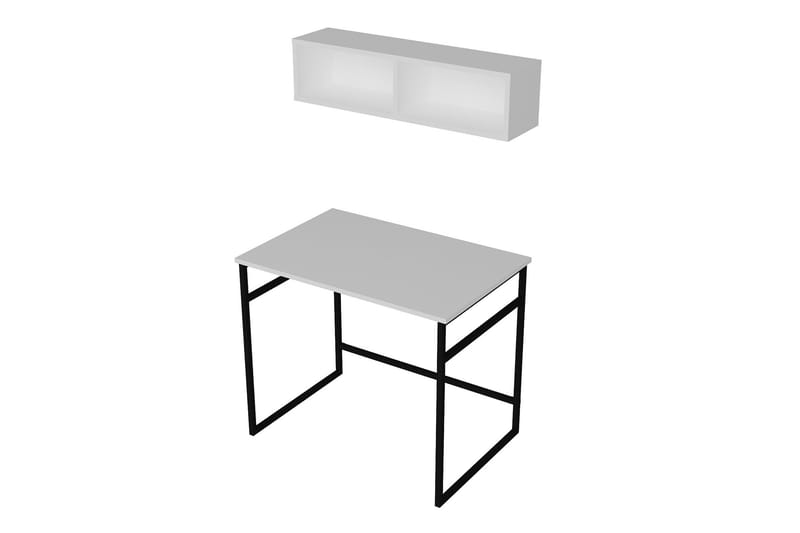 Klingbo Skrivebord 90 cm med Opbevaring Væghylde - Hvid/Sort - Skrivebord