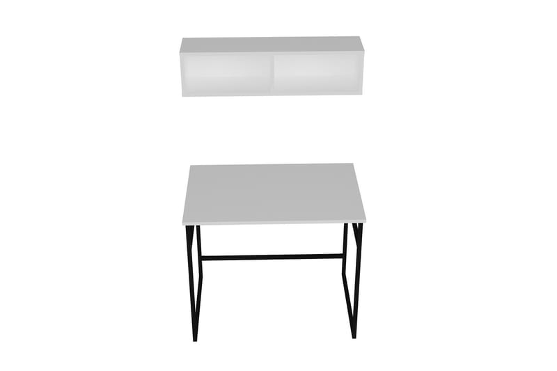 Klingbo Skrivebord 90 cm med Opbevaring Væghylde - Hvid/Sort - Møbler - Borde - Kontorbord - Skrivebord