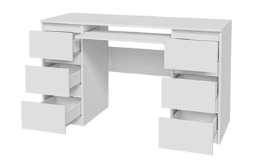 Kubana Skrivebord 130 cm med Opbevaring Skuffer - Grå/Hvid - Møbler - Borde - Kontorbord - Skrivebord