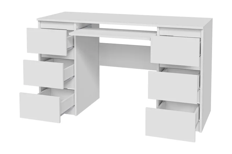 Kubana Skrivebord 130 cm med Opbevaring Skuffer, Grå/Hvid