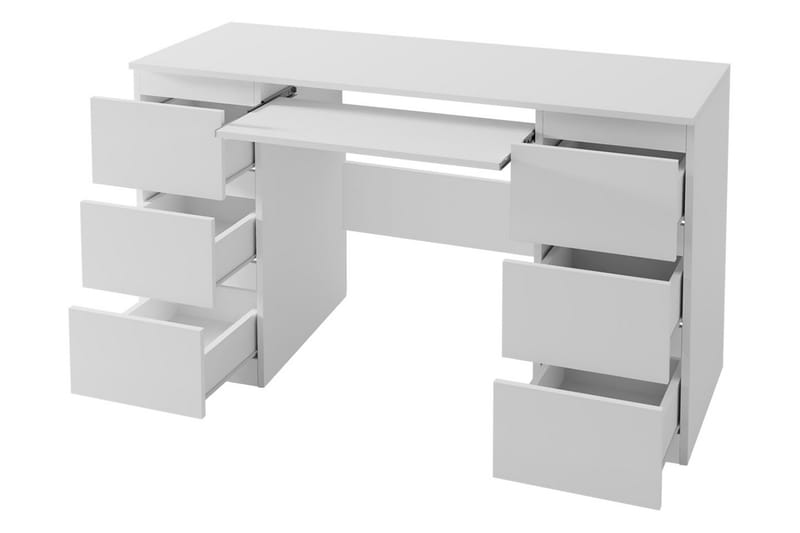 Kubana Skrivebord 130 cm med Opbevaring Skuffer - Grå/Hvid - Skrivebord