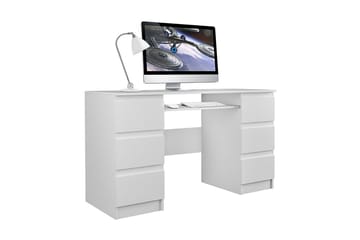 Kubana Skrivebord 130 cm med Opbevaring Skuffer - Grå/Hvid - Møbler - Borde - Kontorbord - Skrivebord