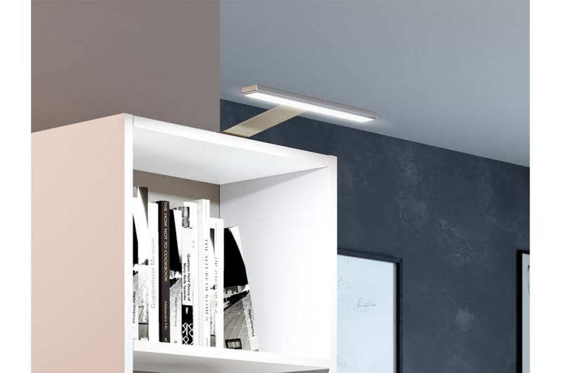 Kylien Skrivebord 125cm LED-belysning Opbevaring Bogreol Hvi - Hvid - Møbler - Borde - Kontorbord - Skrivebord