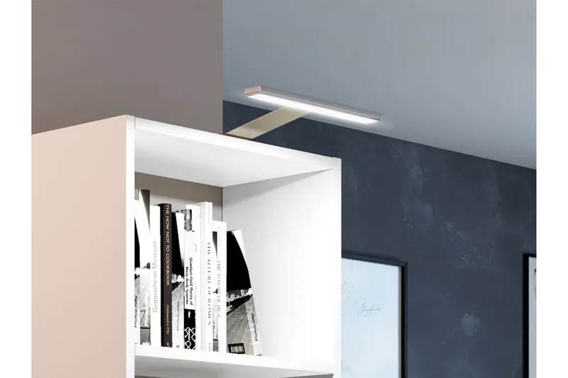 Kylien Skrivebord 125cm LED-belysning Opbevaring Bogreol Hvi - Mørk Ask - Møbler - Borde - Kontorbord - Skrivebord