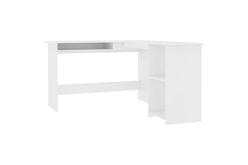 L-formet hjørneskrivebord 120 x 140 x 75 cm spånplade hvid - Hvid - Skrivebord