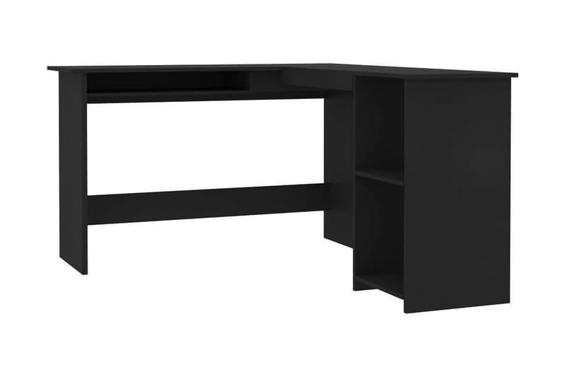 L-formet hjørneskrivebord 120 x 140 x 75 cm spånplade sort - Sort - Skrivebord