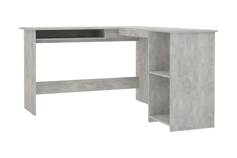 L-formet hjørneskrivebord 120x140x75 cm spånplade betongrå - Grå - Møbler - Borde - Kontorbord - Skrivebord