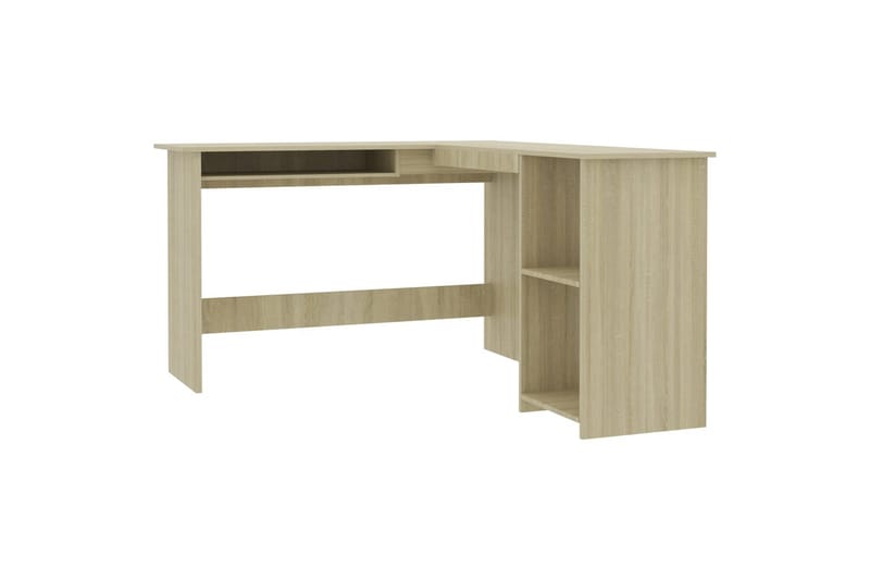 L-formet hjørneskrivebord 120x140x75 cm spånplade sonoma-eg - Brun - Skrivebord