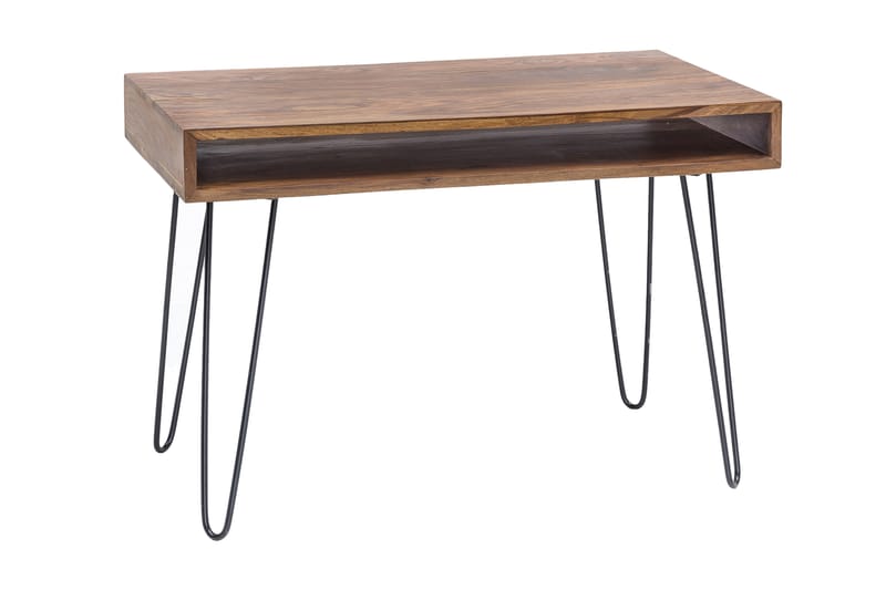 Langner Skrivebord 110 cm med Opbevaring Hylde - Massivt Træ/Sort - Møbler - Borde - Kontorbord - Skrivebord