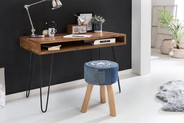 Langner Skrivebord 110 cm med Opbevaring Hylde - Massivt Træ/Sort - Møbler - Borde - Kontorbord - Skrivebord