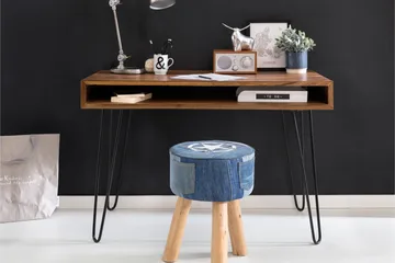 Langner Skrivebord 110 cm med Opbevaring Hylde - Massivt Træ/Sort - Møbler - Borde - Kontorbord - Skrivebord