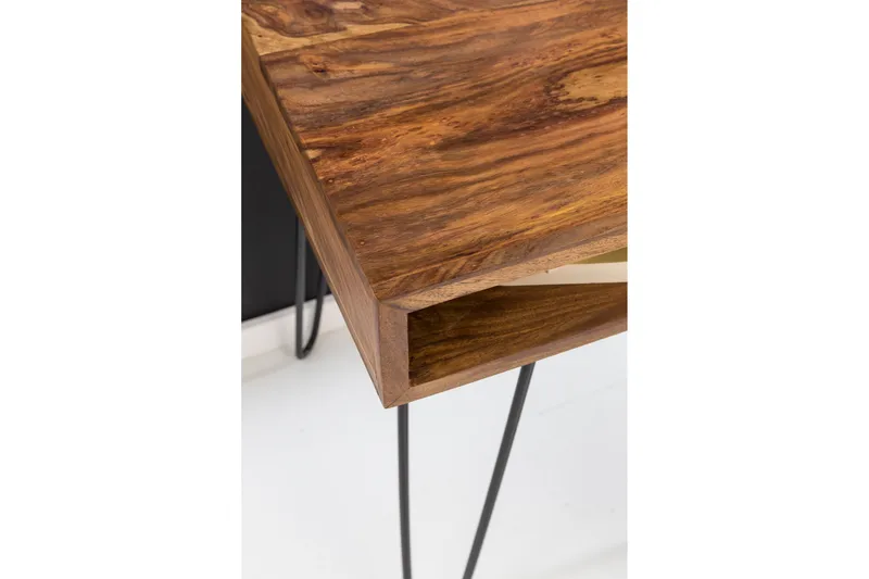 Langner Skrivebord 110 cm med Opbevaring Hylde - Massivt Træ/Sort - Møbler - Borde - Kontorbord - Skrivebord