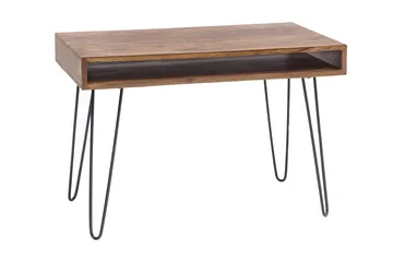 Langner Skrivebord 110 cm med Opbevaring Hylde - Massivt Træ/Sort - Møbler - Borde - Kontorbord - Skrivebord
