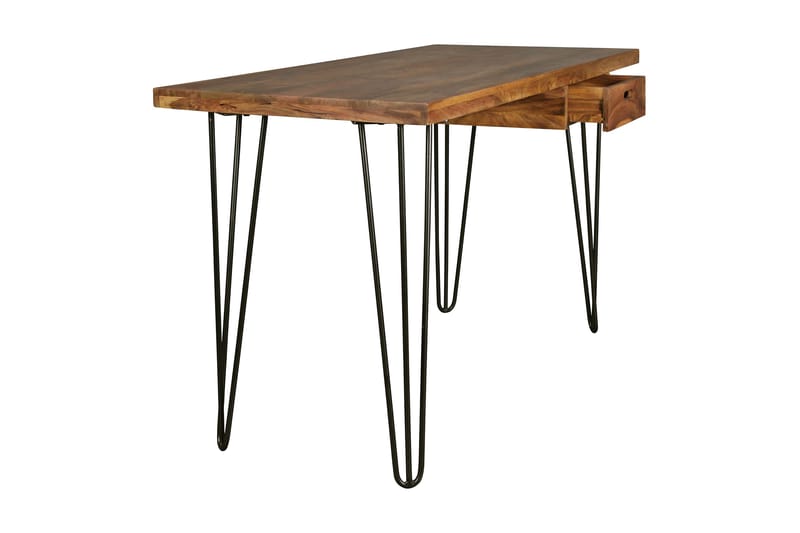 Langner Skrivebord 130 cm med Opbevaring Skuffe - Massivt Træ/Sort - Møbler - Borde - Kontorbord - Skrivebord