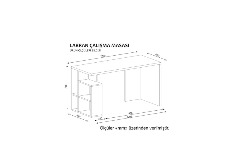 Laracha Skrivebord 120 cm med Opbevaring Hylder - Hvid - Skrivebord