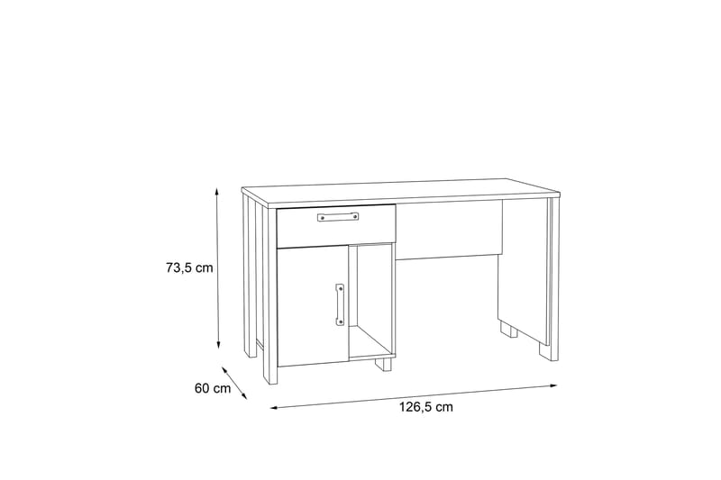 Lazarius Skrivebord 155 cm med Opbevaring Skab + Skuffe + Hy - Brun/Grå - Skrivebord